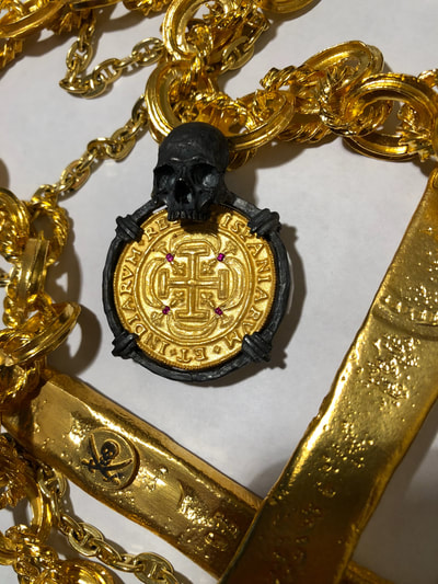 Skull Pendant  Mexico 1715 with Rupees Shipwreck Jewelry Treasure Coin 3