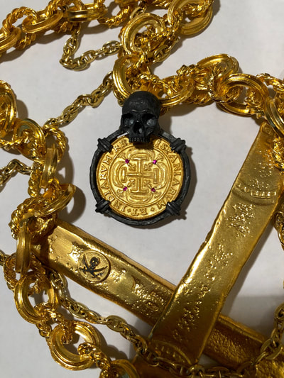 Skull Pendant  Mexico 1715 with Rupees Shipwreck Jewelry Treasure Coin 4