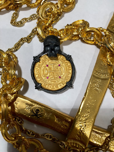 Skull Pendant  Mexico 1715 with Rupees Shipwreck Jewelry Treasure Coin 6