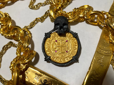 Skull Pendant  Mexico 1715 with Rupees Shipwreck Jewelry Treasure Coin 7