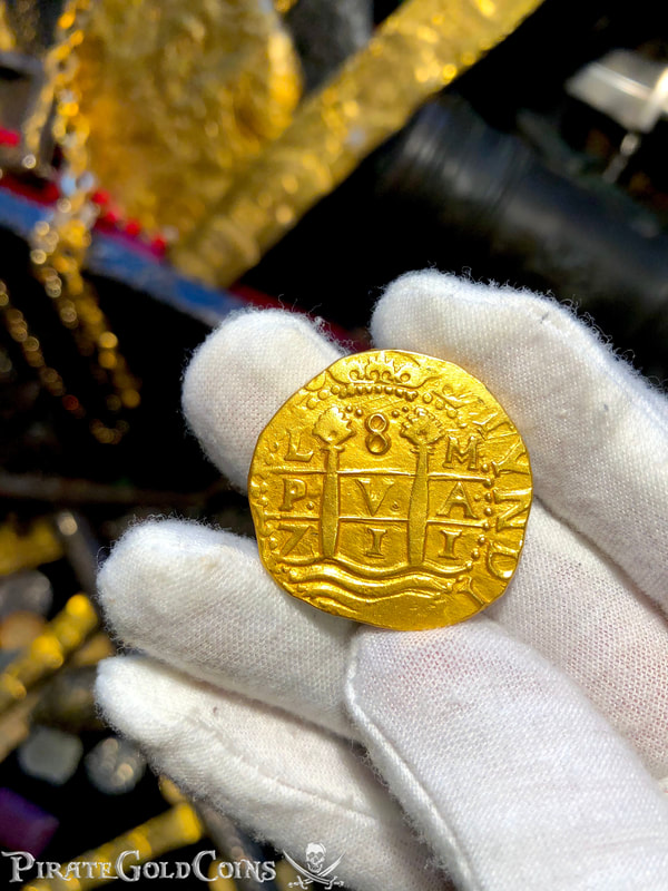 Peru 8 Escudos 1711 "1715 Fleet Shipwreck" RAW Pirate Gold Coins 2