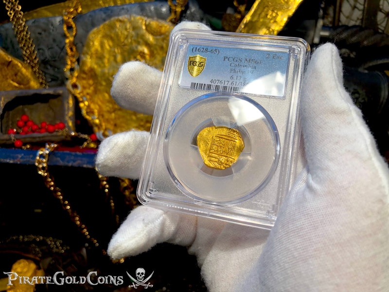 Colombia 2 Escudos 1628-65 "Philip IV" PCGS 61 Pirate Gold Coins 3