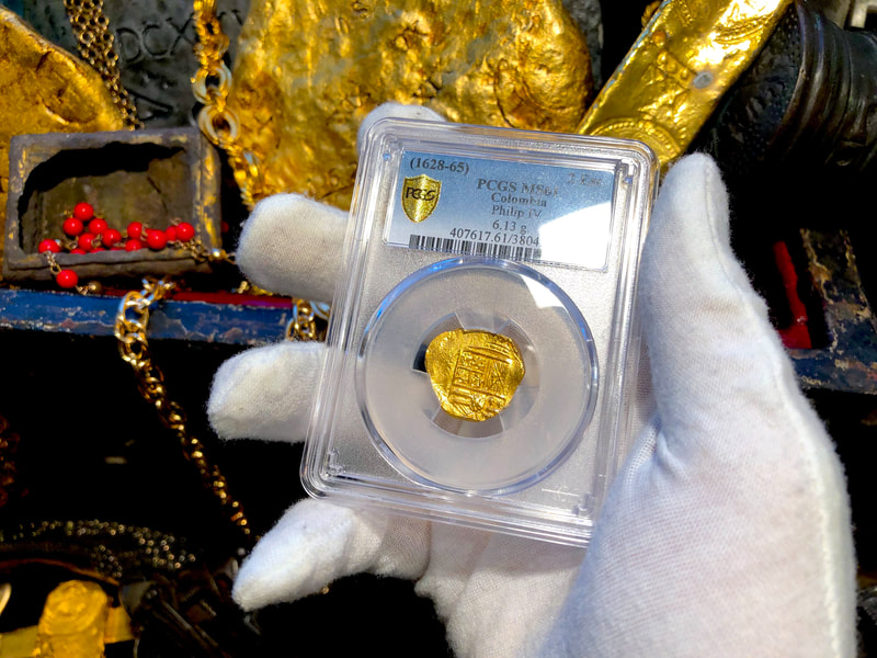 Colombia 2 Escudos 1628-65 "Philip IV" PCGS 61 Pirate Gold Coins