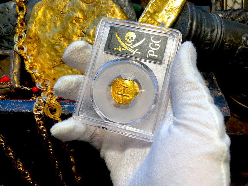 Colombia 2 Escudos 1628-65 "Philip IV" PCGS 61 Pirate Gold Coins 5