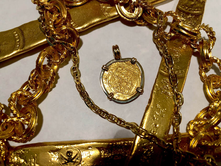 Authentic Spain 1 Escudo 1556-98 Gold Pendant Shipwreck Jewelry Treasure Coin