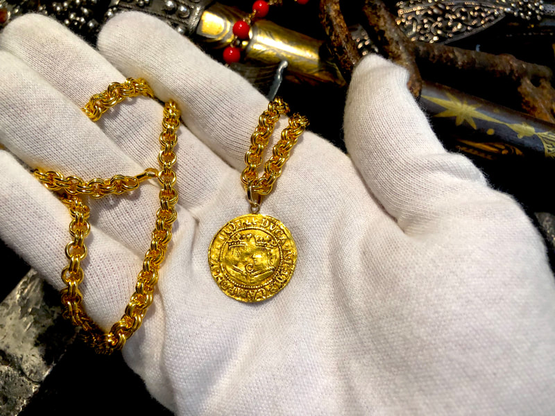 Spain Ducado 1590-93 "King & Queen" Pirate Gold Coins Jewelry Treasures 7