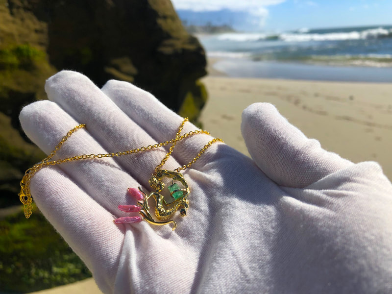 Atocha 1622 Emerald & Gold Mermaid with Pink Pearls 11