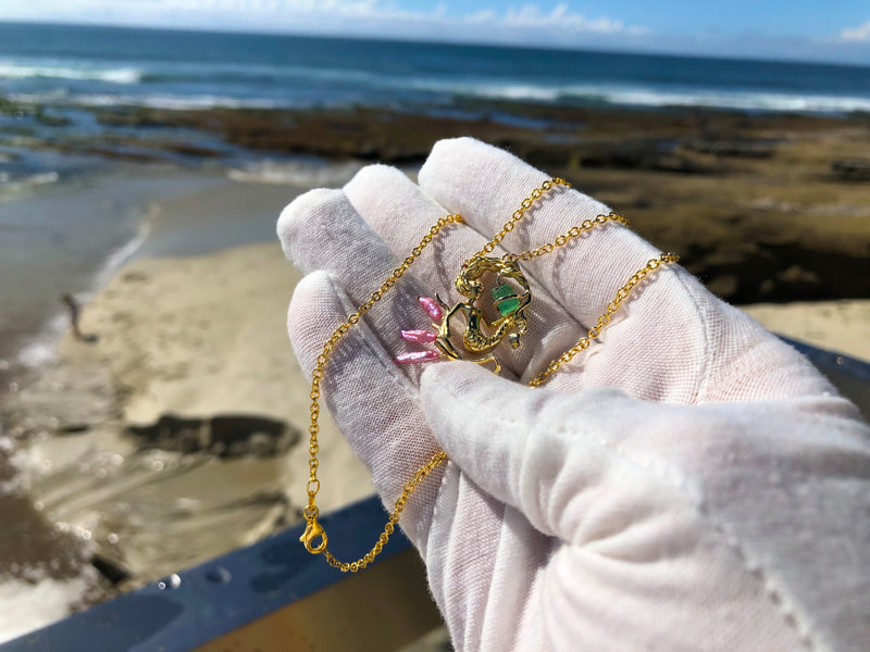 Atocha 1622 Emerald & Gold Mermaid with Pink Pearls 12