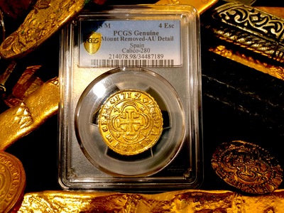 Spain  4 Escudos  1712  "RARE - Only 1 Graded"  PCGS AU Details 4