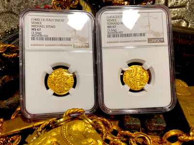 Italy 1414-23 Ducat "Jesus Christ & Book of Gospel" NGC 67 14