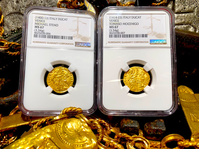 Italy 1414-23 Ducat "Jesus Christ & Book of Gospel" NGC 67 16