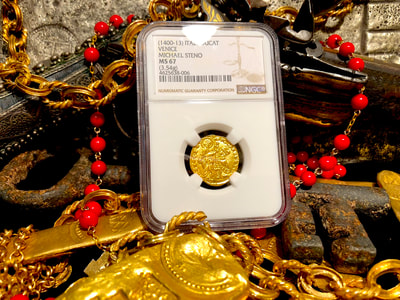 Italy 1400-13 Ducat "Jesus Christ & Book of Gospel" NGC 67 4