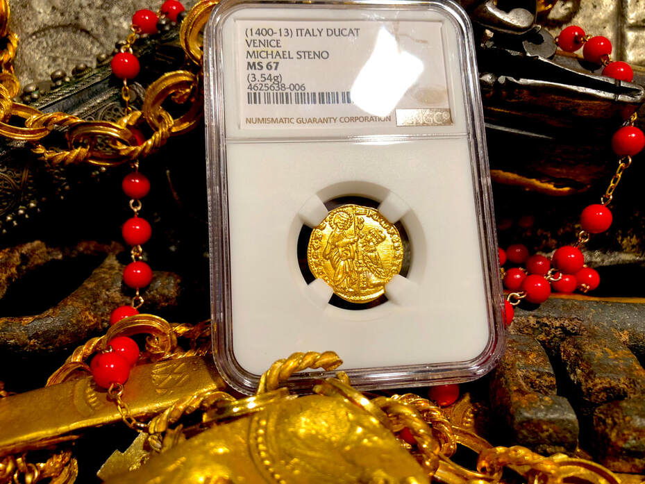 Italy 1400-13 Ducat "Jesus Christ & Book of Gospel" NGC 67