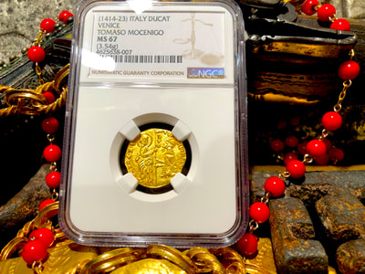 Italy 1414-23 Ducat "Jesus Christ & Book of Gospel" NGC 67 2