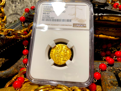 Italy 1414-23 Ducat "Jesus Christ & Book of Gospel" NGC 67 4