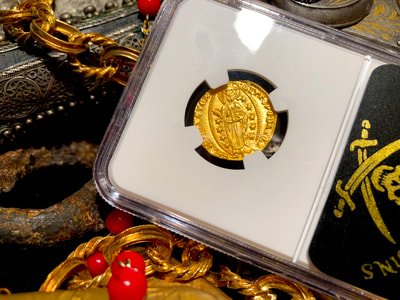 Italy 1414-23 Ducat "Jesus Christ & Book of Gospel" NGC 67 10