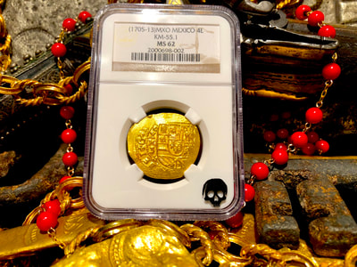 Mexico 4 Escudos 1713  NGC 62 Pirate Gold Coins 2