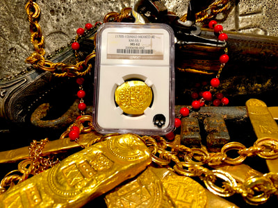 Mexico 4 Escudos 1713  NGC 62 Pirate Gold Coins 4
