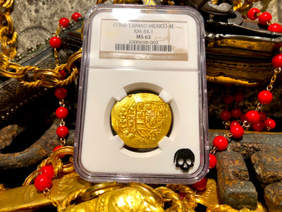 Mexico 4 Escudos 1713  NGC 62 Pirate Gold Coins 6