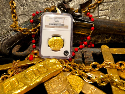 Mexico 4 Escudos 1713  NGC 62 Pirate Gold Coins 7