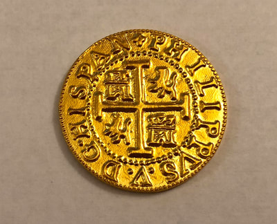Peru 8 Escudos 1708 "1715 Plate Fleet" Solid Gold Replica 2
