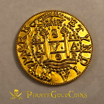 Peru 8 Escudos 1708 "1715 Plate Fleet" Solid Gold Replica 3