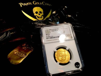 Spain  2 Escudos  1556-98  "Incredible Luster!"  Square D  NGC 62 2