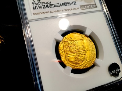Spain  2 Escudos  1556-98  "Incredible Luster!"  Square D  NGC 62 6
