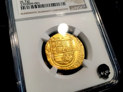 Spain  2 Escudos  1556-98  "Incredible Luster!"  Square D  NGC 62 7