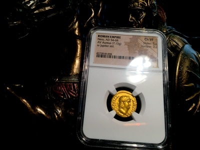 Roman Empire  54-68AD  "Nero"  Aureus  NGC Ch VF 5x3 2