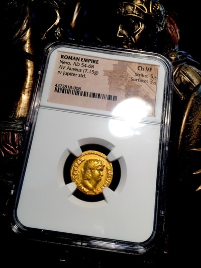Roman Empire  54-68AD  "Nero"  Aureus  NGC Ch VF 5x3 4