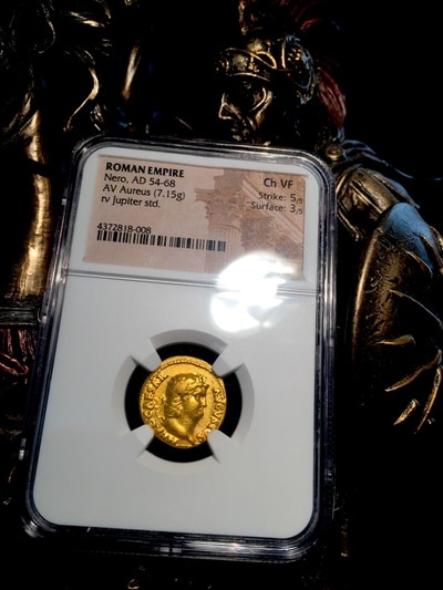 Roman Empire  54-68AD  "Nero"  Aureus  NGC Ch VF 5x3 6