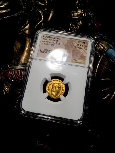 Roman Empire  54-68AD  "Nero"  Aureus  NGC Ch VF 5x3 7
