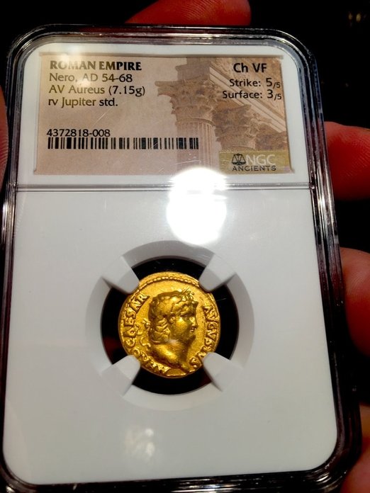 Roman Empire 54-68AD "Nero" Aureus NGC Ch VF 5x3
