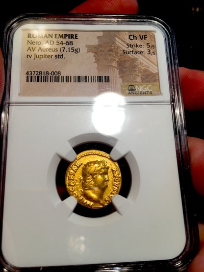 Roman Empire  54-68AD  "Nero"  Aureus  NGC Ch VF 5x3 8