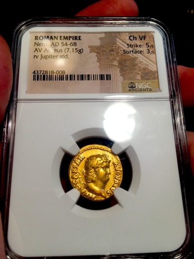 Roman Empire  54-68AD  "Nero"  Aureus  NGC Ch VF 5x3 9
