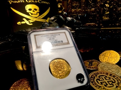 Mexico  4 Escudos  1713 Full 4 Digit  "1715 Plate Fleet Shipwreck"  NGC 63 4