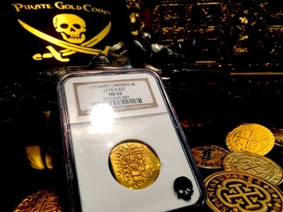 Mexico  4 Escudos  1713 Full 4 Digit  "1715 Plate Fleet Shipwreck"  NGC 63 5