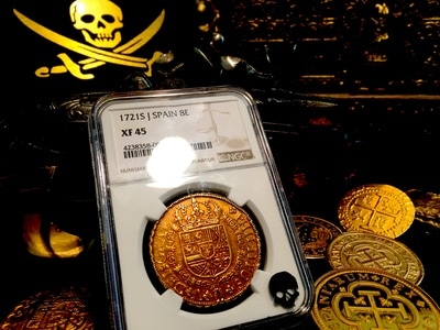 Spain  8 Escudos  1721  "Philip V - Seville Mint"  NGC 45 Gold Doubloon 2