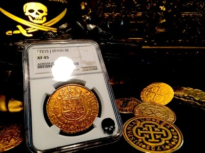Spain  8 Escudos  1721  "Philip V - Seville Mint"  NGC 45 Gold Doubloon 4