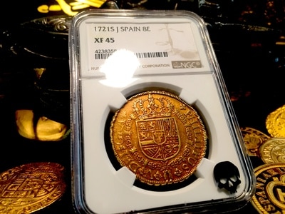 Spain  8 Escudos  1721  "Philip V - Seville Mint"  NGC 45 Gold Doubloon 6