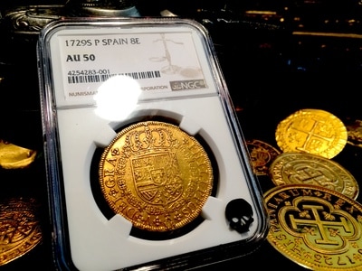 Spain  8 Escudos  1729  "Only 3 Known!"  NGC 50  Gold Doubloon 8