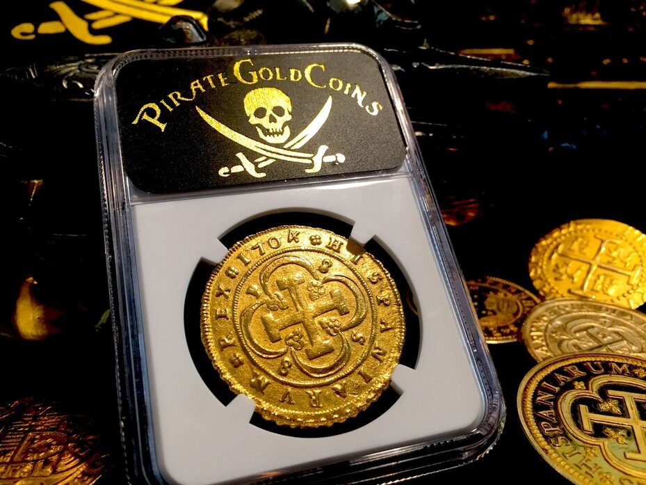 Spain  8 Escudos  1704  "Only 3 Known!"  NGC 61  Gold Doubloon