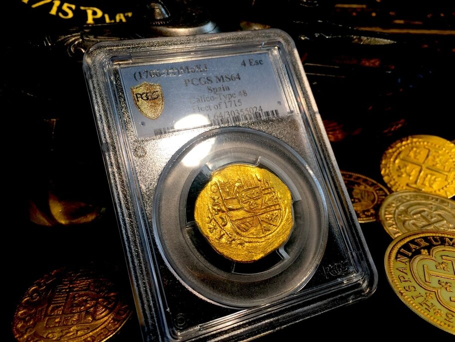 Mexico 1706-12 4 Escudos "1715 Plate Fleet Shipwreck" PCGS 64 Only 3 Known!