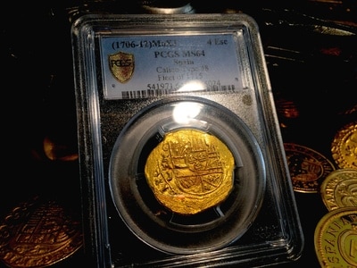 Mexico  1706-12  4 Escudos  "1715 Plate Fleet Shipwreck"  PCGS 64  Only 3 Known! 4