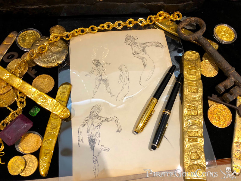 Frank Frazetta Original Sketch Book page (4 Figures) Art 1950 Comic Book Art 2