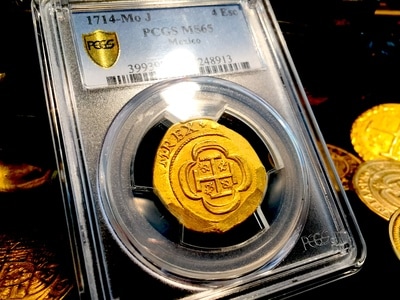 Mexico  4 Escudos  1714  "1715 Fleet Shipwreck"  PCGS 65 MS!! 4