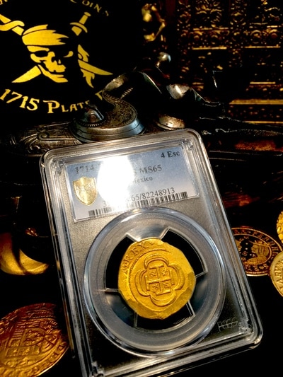 Mexico  4 Escudos  1714  "1715 Fleet Shipwreck"  PCGS 65 MS!! 5