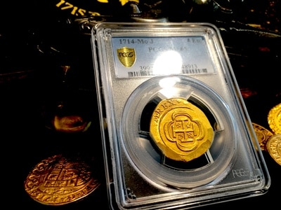 Mexico  4 Escudos  1714  "1715 Fleet Shipwreck"  PCGS 65 MS!! 6