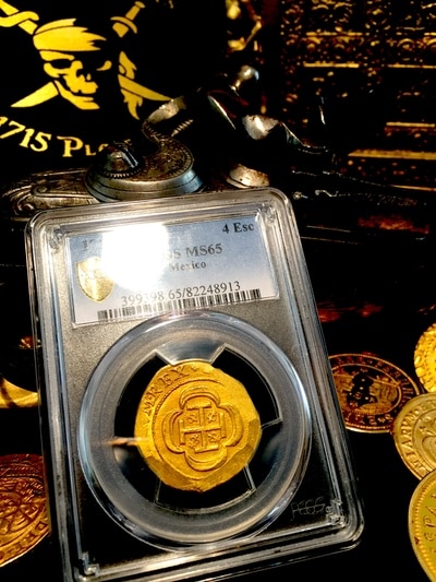 Mexico  4 Escudos  1714  "1715 Fleet Shipwreck"  PCGS 65 MS!! 7